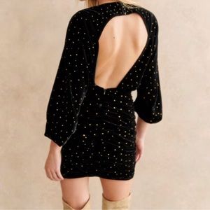 Sezane black velvet dress size 38 NWT